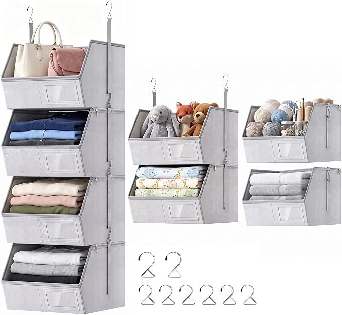 Lyntraa 4-Tier Hanging Closet Fabric Storage Organizer