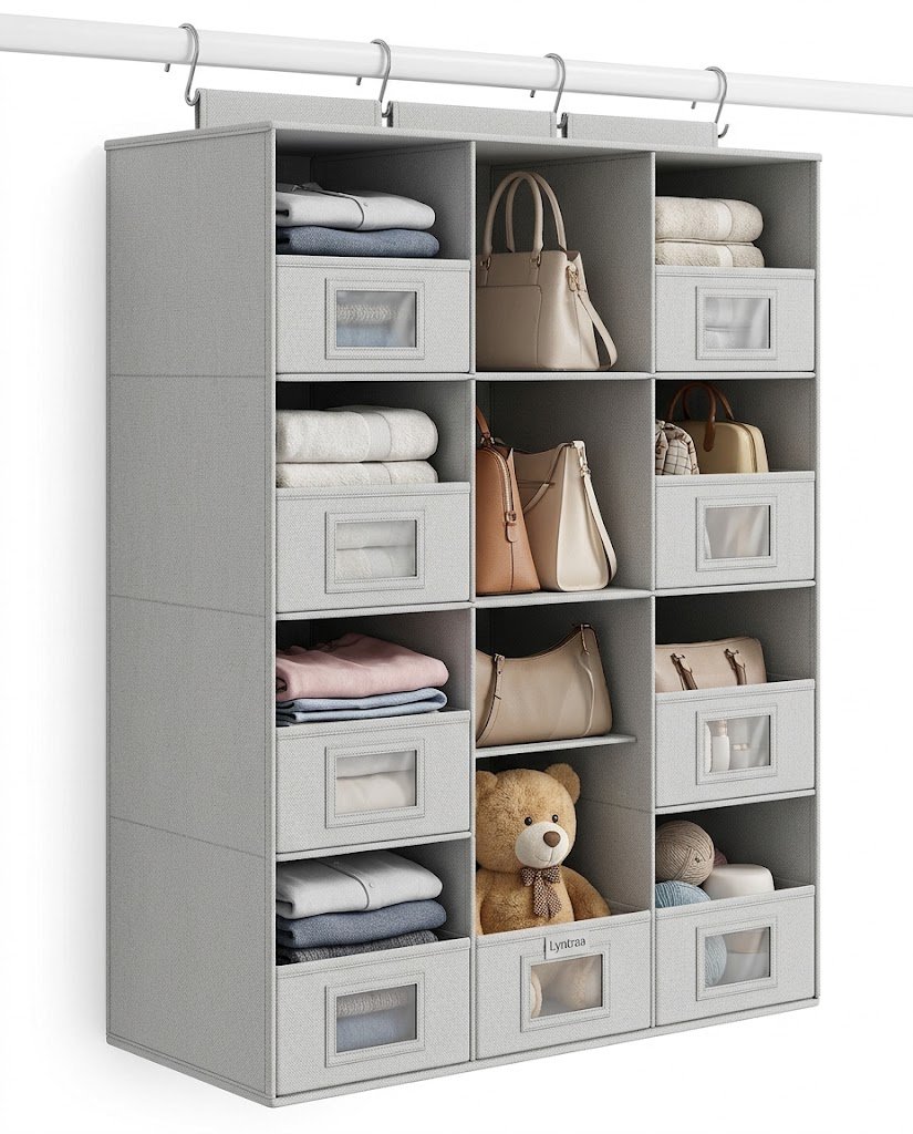 Lyntraa 4-Tier Hanging Closet Fabric Storage Organizer - Image 4